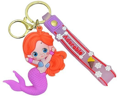 RHINETOYS Mermaid Key Ring For Girls Fish Keychain Unicorn Car Bike Home Office(Pack Of 1) Key Chain