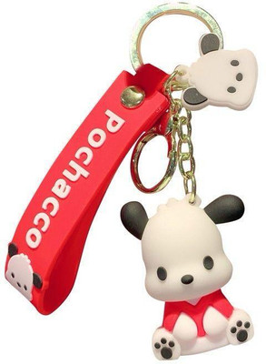 SHRI JI Cute Dog Pvc Rubber Keychain & Keyring with Strap & Dog Charm (Red) Key Chain