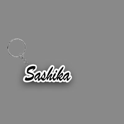 SY Gifts SYG Sashika Name Keychain White And Black Key Chain