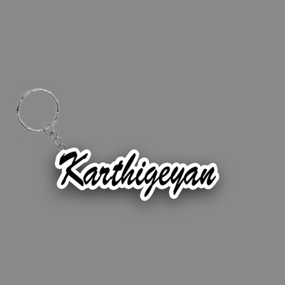 SY Gifts SYG Karthigeyan Name Keychain White And Black Key Chain