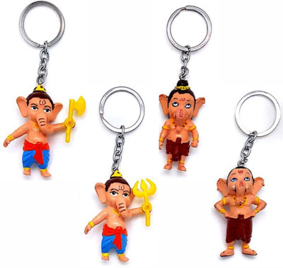 BLESSINGS Set Of 4 Bal Ganesha Keychain Key Chain