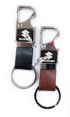 Jdp Novelty 2 pcs Set of Leather Metal Opner Keychain for Car Key Chain