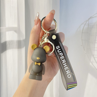 SRG Crystal Teddy Bear shaped Keychain Black Key Chain