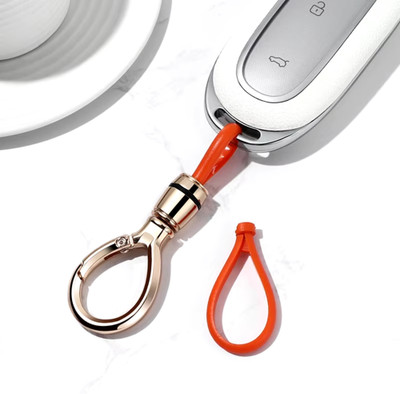 Augen Car Key Gift with Metal Ring Scratch-Resistant With 2 Loops(Orange Gold, Oval) Key Chain