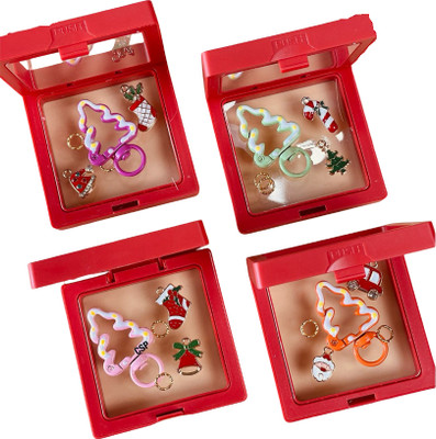KidsZeeNie Christmas DIY Hanging Charm Keycring Set with Tree Ring,Charms & Storage Case Key Chain