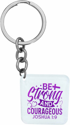 M Men Style Religious Bible Verse Be Strong And Courageous Joshua 1:9 Keychain Skey202470 Key Chain
