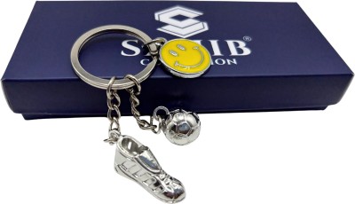 Sahib Collection Football Shoe with Smiley Metal Keychain ideal for Car Bike Office Bag | Pack-1 Key Chain