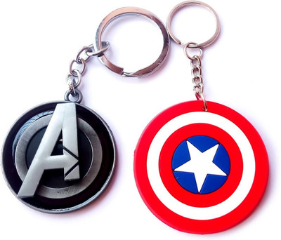 Meeko.com Keychain-Captain America Shield Keychain & Avengers Logo Keychain Key Chain