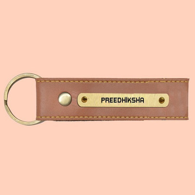 SY Gifts SYG Preedhiksha Name Vegan Leather Keychain Key Chain