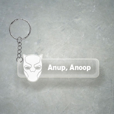 SY Gifts D2 Black Panther Keychain With Anup, Anoop Name Key Chain