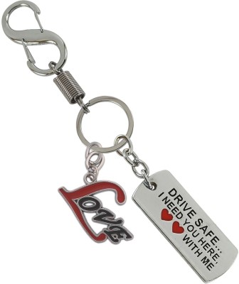 SHOKY LOOKS Metal Drive Safe Message Stylish Locking Hook With Love Key Chain