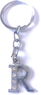 Badalteyalfaaz Beautiful Cristal Fited Alphabet Letter R Metal Keychain Key Chain