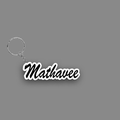 SY Gifts SYG Mathavee Name Keychain White And Black Key Chain