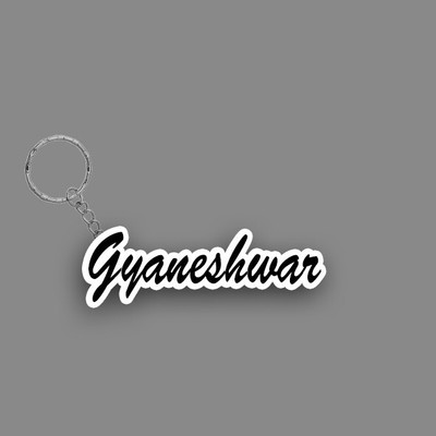 SY Gifts SYG Gyaneshwar Name Keychain White And Black Key Chain