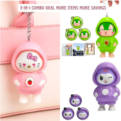 The Horizon Implex Mood Swinger | Hello Kitty+Nokehub Kuromi+Bear & Bunny 3D Face changing Keychain Key Chain