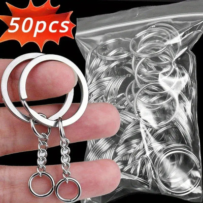 Haniza High Quality 50 Pcs Silver Multipurpose Keychain Key Chain
