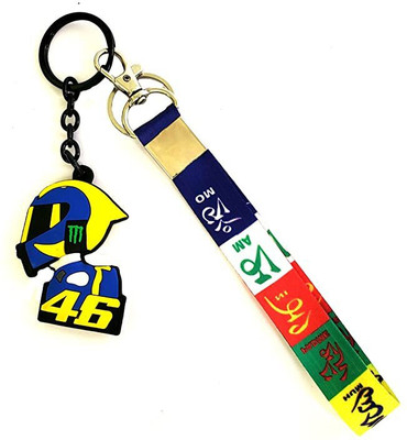 Meeko.com Doctor 46 VR double sided Helmet key chain With Ladakh Prayer Fabric Lanyard Key Chain