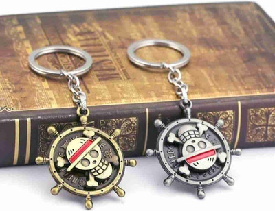 Jainsburys Combo of One piece Anime Ship Wheel Rotating Keychain Key Chain