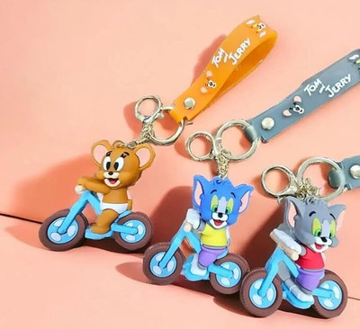 REALMARA Set of 3 New Trending 3D Character Cartoon Cute TOM AND JERRY Keychain Key Chain