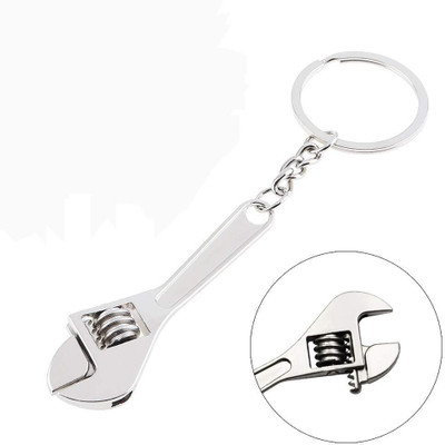Everglow Mini Portable Outdoor Tool Silver Wrench Spanner Key Chain Ring Keyring Metal Key Chain