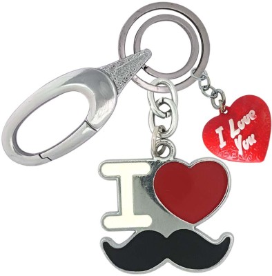 HANDSOME ISK I Love Mustache Finishing With Heart I Love You Locking Lock Key Chain