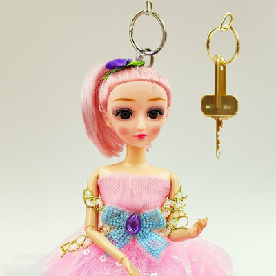 Johnnie Boy Key ring Doll with blonde hairs Shiny eyes and extra long dress| key chain. Key Chain