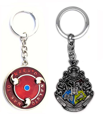 ShopTop Naruto spinning rotating keychain and silver Hogward keyring Key Chain