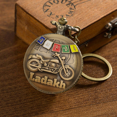 Tiny Tim Ladakh Bike Vintage Pocket-Watch Antique Style Metallic Keychain Best Gift Key Chain