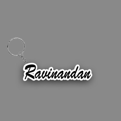 SY Gifts SYG Ravinandan Name Keychain White And Black Key Chain