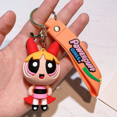 HappierYou The Powerpuff Girls - Blossom 3D Silicone Keychain with Bagcharm and strap Key Chain