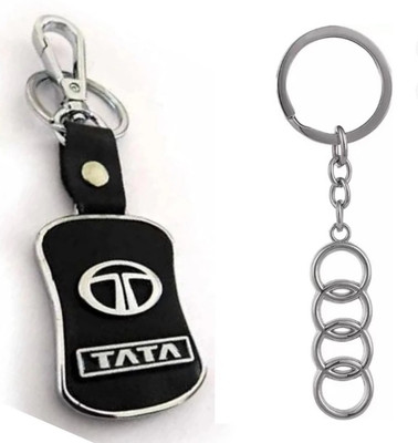Jainsburys Combo of Tata Leather & Audi metal keychain & Best Quality Keychain Key Chain