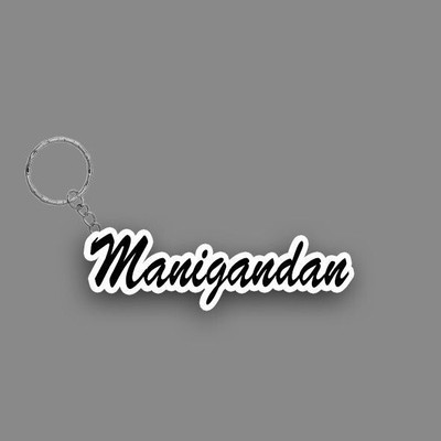 Prihit NEW_BBG Manigandan Name Keychain White And Black Key Chain