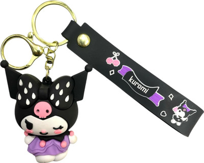 HappierYou Kuromi 3D Silicone Keychain with Amazing Belt or Ribbon | Sanrio Kuromi Keychain Key Chain