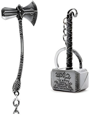 MAG BEE THOR COMBO OF Stormbreaker & Hammer (SILVER)( - Set Of 2) Key Chain