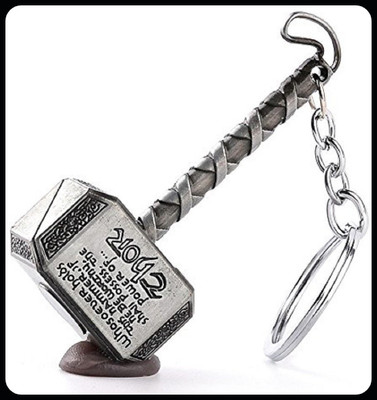 gtrp Trendy-KDTHRSL-Thor Hammer Metal Keychain-Antique Silver Color Key Chain