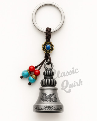 Classic Quirk Silver Guardian Bell Keychain with Bird Design & Rope Key Chain