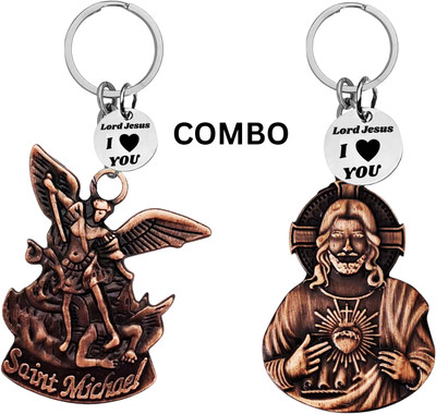 M Men Style Double-Sided Saint Michael Keychain – Jesus Christ Key Ring Medal Com647-632 Key Chain