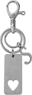 M Men Style Personalized Heart In Rectangle Shape With Alphabet S Keychain SKey2022528 Key Chain