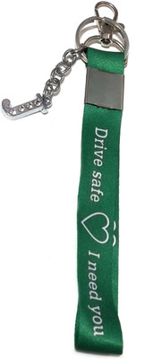 Meeko.com J letter with Drive Safe Tag key chain 0j Key Chain