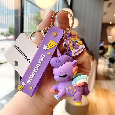 BBG NEW_CUte Baby Unicorn 3D Rubber Silicone Keychain For Car & Bike Key Chain