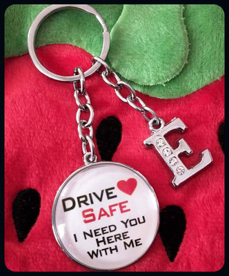 Meeko.com Keychain-E letter with Glass drive safe key chain 01-A Key Chain