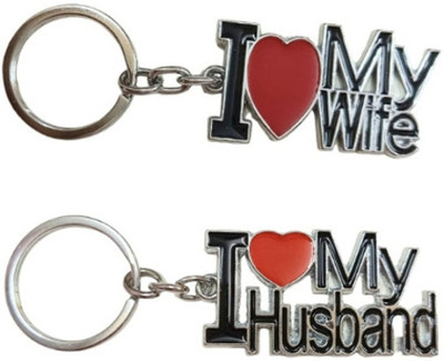 PEARLISH I LOVE WIFE & I LOVE HUSBAND Keychain (Combo of 2) Key Chain