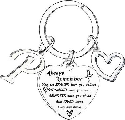 Artisans Crafted P – Heart Keychain with Initial Letter_Inspirational Gifts Key Chain