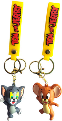 Harshi Collections Tom And Cherry Anime Silicon Cute 3D Cartoon [Pack of 2] Key Chain