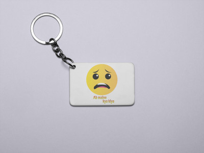 DOGAR ESSENTIALS Confused Emoji- Printed Acrylic Keychains(Pack Of 2) Key Chain