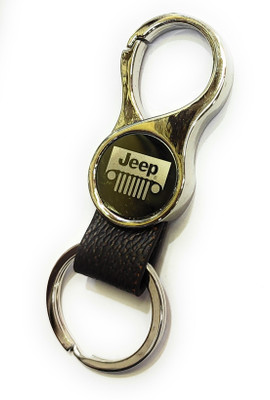 Jdp Novelty Round Shape Leather Metal Keychain for Jeep Car Key Chain