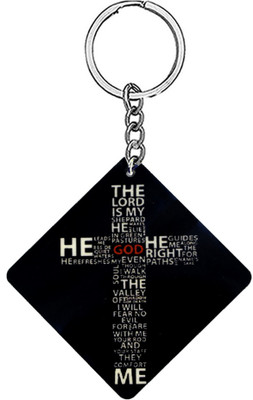 AFH The Lord is My Shepard Cross Religious Wooden Keychain for Men and Women Key Chain