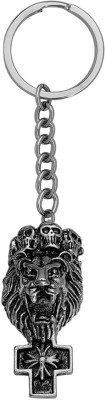 Shiv Jagdamba Biker jewellery Viking Tiger Face Skull Head With Crusifix Cross Skey2022267 Key Chain