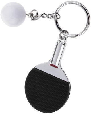 WHITE POPCORN Table Tennis Pendant Keyring Key Chain