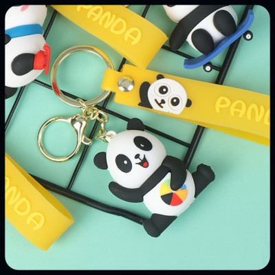 gtrp Cartoon Panda Keychain Sports Weightlifting Skating Panda Key-A Key Chain